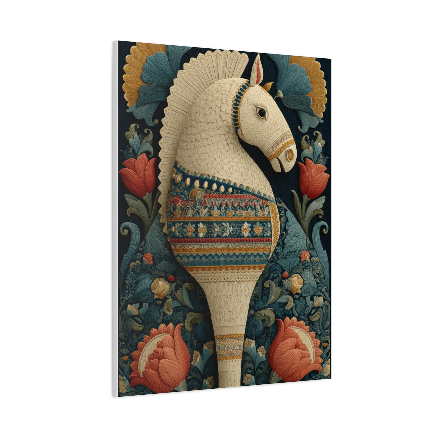 Swedish Dala Horse Folk Floral Wall Art & Canvas Print