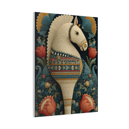 Swedish Dala Horse Folk Floral Wall Art & Canvas Print