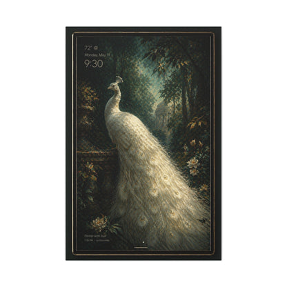 Digital White Peacock Forest Display Wall Art & Canvas Print