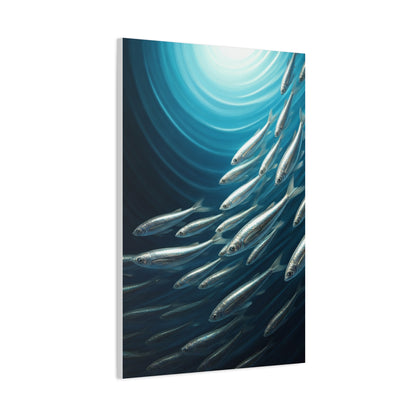 School of Fish in Deep Blue Ocean Wall Art & Canvas Prints