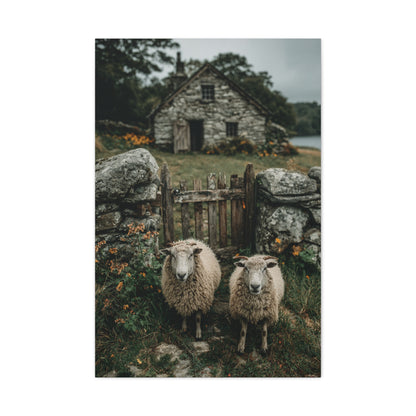Sheep at Farmhouse Gate Wall Art & Canvas Print