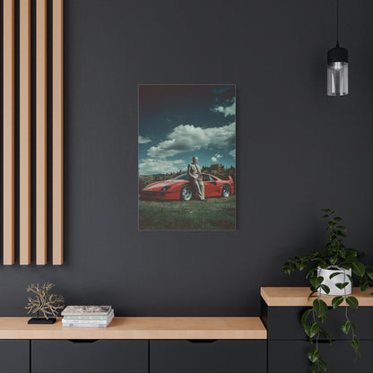 Enzo Ferrari Standing Beside the Ferrari F40 (1987) Wall Art & Canvas Print