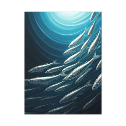 School of Fish in Deep Blue Ocean Wall Art & Canvas Prints