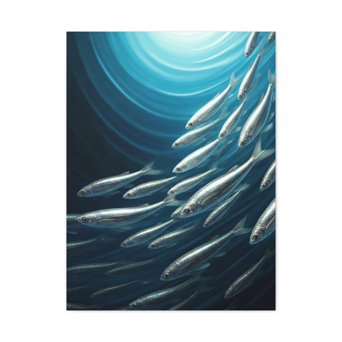 School of Fish in Deep Blue Ocean Wall Art & Canvas Prints
