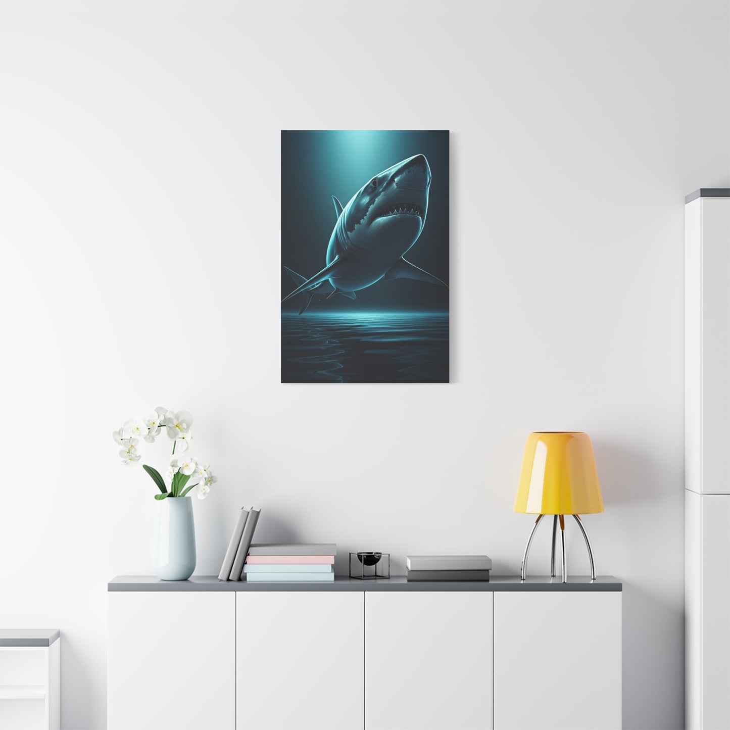 Great White Shark in Deep Blue Waters Wall Art & Canvas Prints