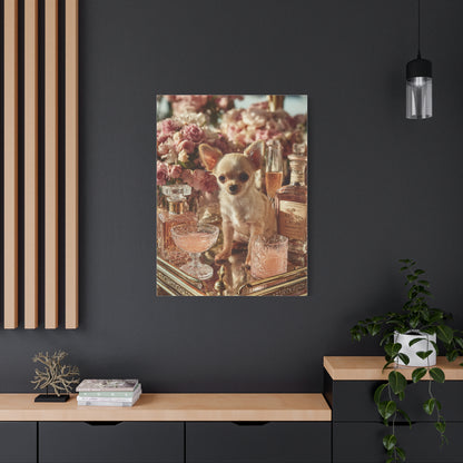 Chihuahua Champagne Bar Cart Wall Art & Canvas Print