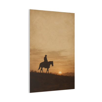 Vintage Cowboy Sunset Horizon Scene Wall Art & Canvas Print