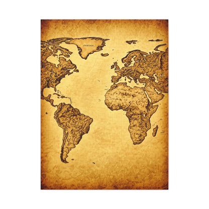 Vintage Portrait Sketch Map Background Wall Art & Canvas Print