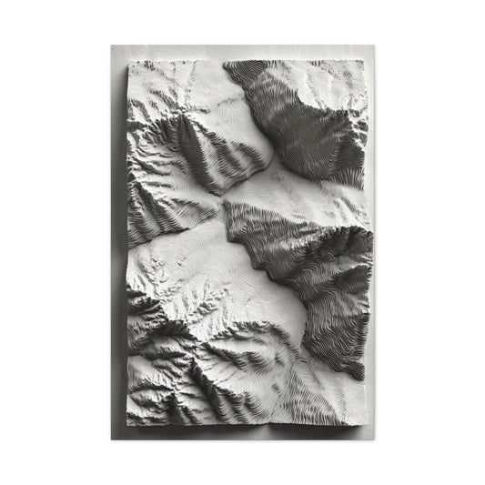 Sculpted Topographic Relief Wall Art & Canvas Print