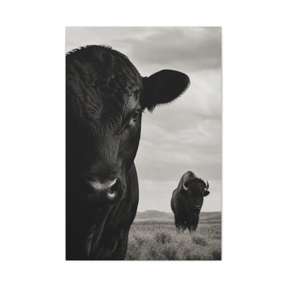 Black Angus & Bison Dual Portrait Landscape Wall Art & Canvas Print