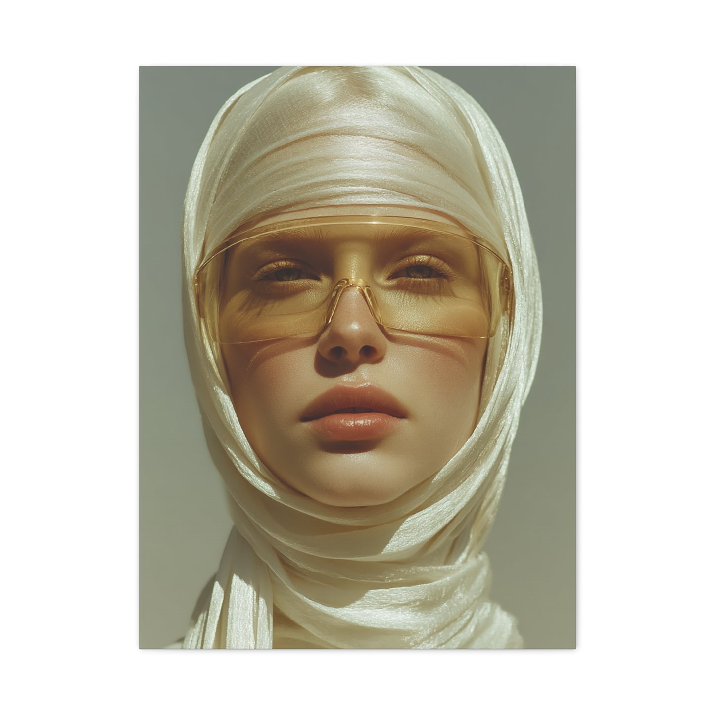 Golden Veil Futuristic Portrait Wall Art & Canvas Print