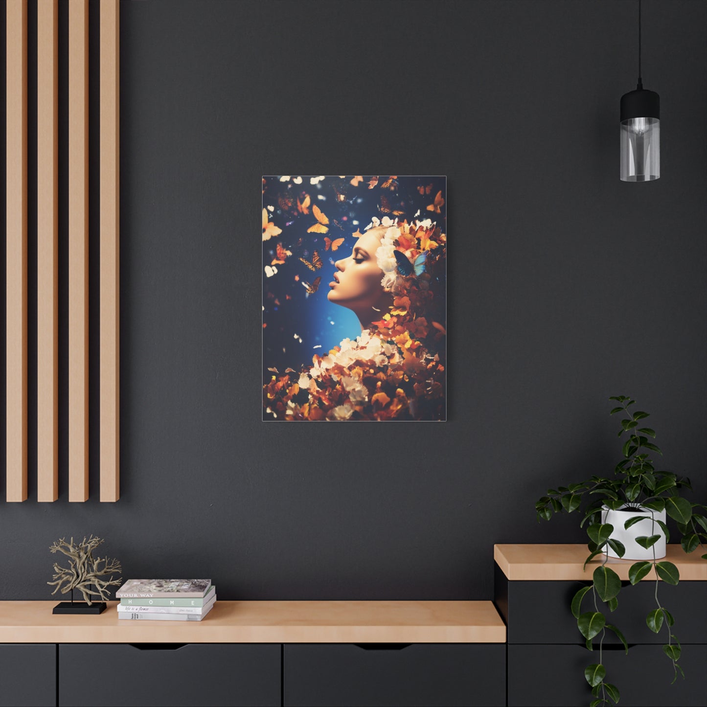 Dreamlike Floral Butterfly Portrait Wall Art & Canvas Print