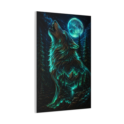 Celestial Spirit Wolf Dual Form Scene Wall Art & Canvas Print