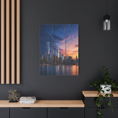 Blue Hour Skyline Triptych Wall Art & Canvas Print