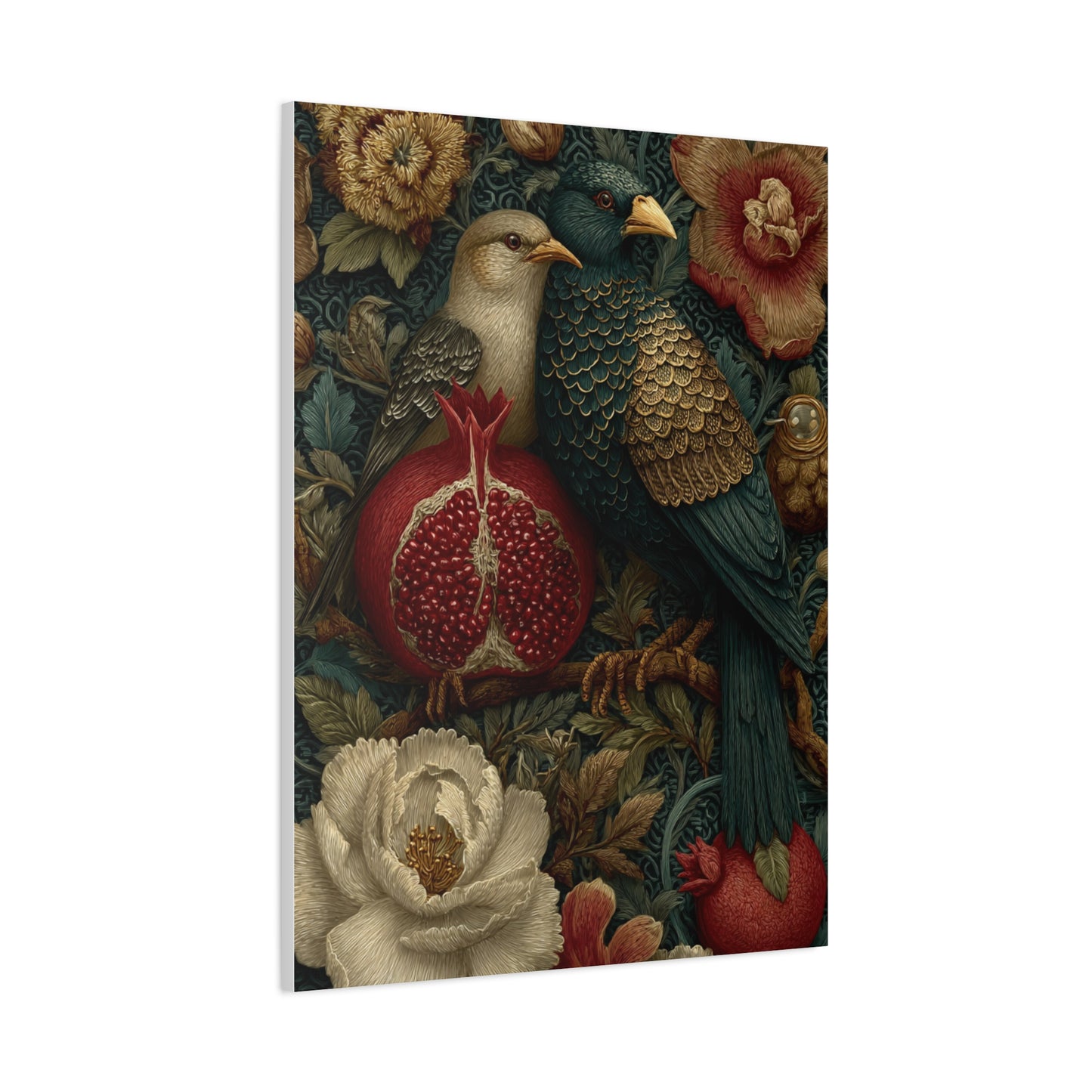 Vintage Botanical Birds & Pomegranate Wall Art & Canvas Print