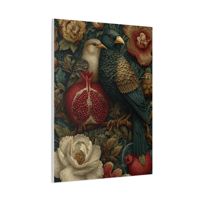Vintage Botanical Birds & Pomegranate Wall Art & Canvas Print