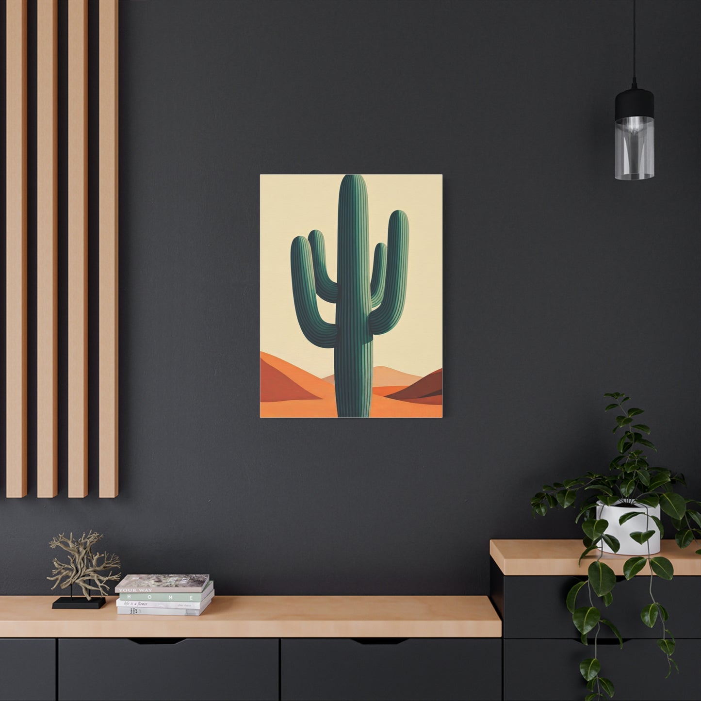 Minimalist Desert Saguaro Landscape Illustration Wall Art & Canvas Prints