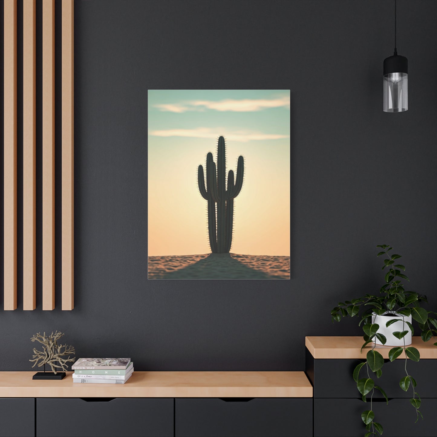 Lone Saguaro Desert Sunset Silhouette Wall Art & Canvas Prints