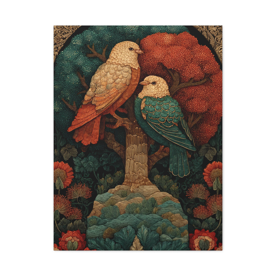 Folk Tree of Life Birds Wall Art & Canvas Print