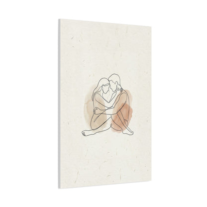 Minimal Line Art Intimate Embrace Wall Art & Canvas Print