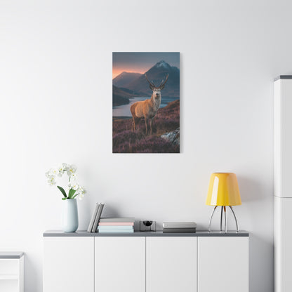 Scottish Highland Sunrise Stag Wall Art & Canvas Print