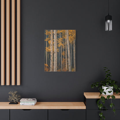Golden Aspen Forest Autumn Vertical Trees Wall Art & Canvas Print