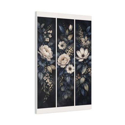 Navy Botanical Floral Triptych Wall Art & Canvas Print