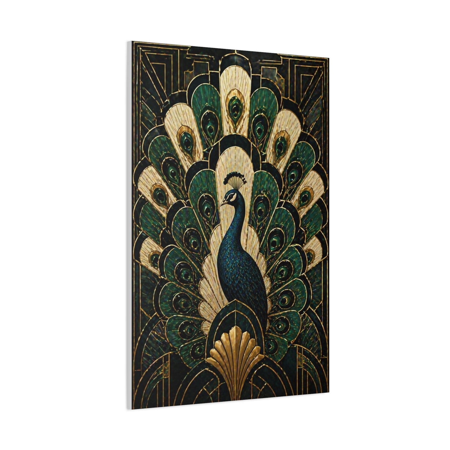 Art Deco Peacock Fan Composition Wall Art & Canvas Print