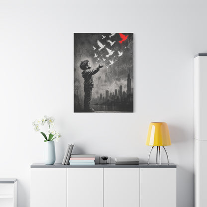Freedom Birds Urban Stencil Street Wall Art & Canvas Print
