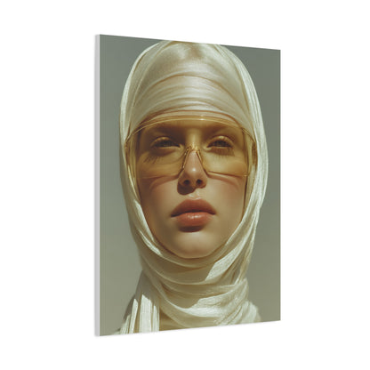 Golden Veil Futuristic Portrait Wall Art & Canvas Print