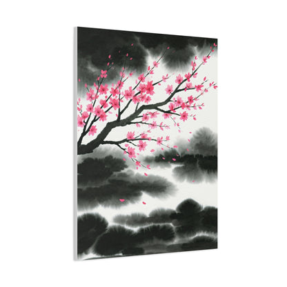 Japanese Ink Brush Sakura Landscape Wall Art & Canvas Prints