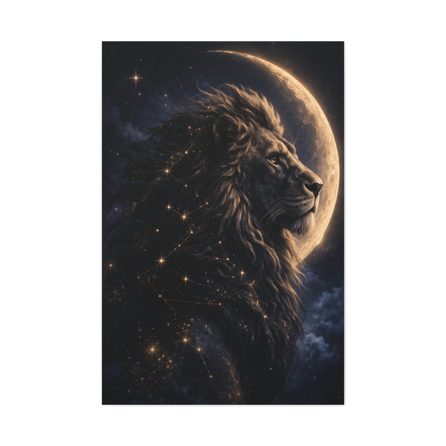 Celestial Lion Moon Constellation Wall Art & Canvas Print