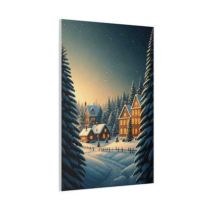 Snowy Christmas Village Under Winter Stars Wall Art & Canvas Print