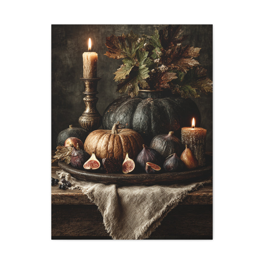 Autumn Harvest Candle Still Life Wall Art & Canvas Print