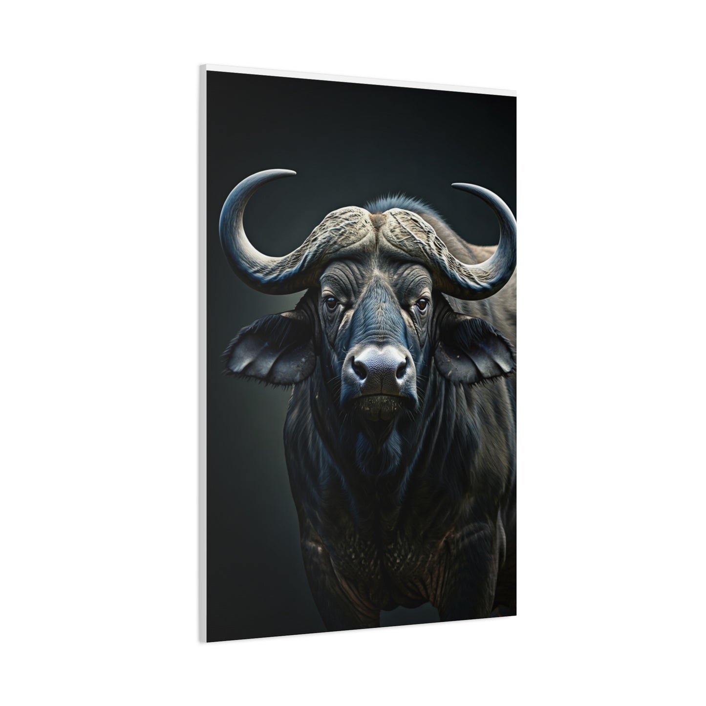 Ultra-Dark Matte Cape Buffalo Portrait Wall Art & Canvas Print