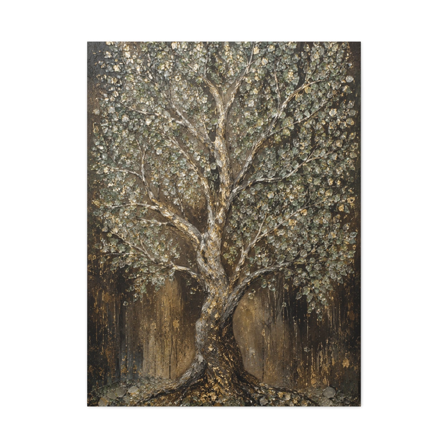 Golden Abstract Tree Texture Luxury Trees Wall Art & Canvas Print
