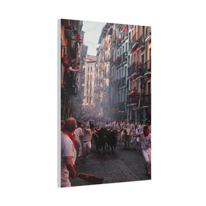 San Fermín Running of the Bulls Street Charge Wall Art & Canvas Print
