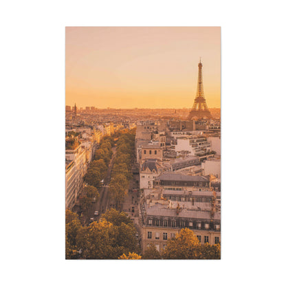 Paris Golden Sunset Skyline Wall Art & Canvas Print