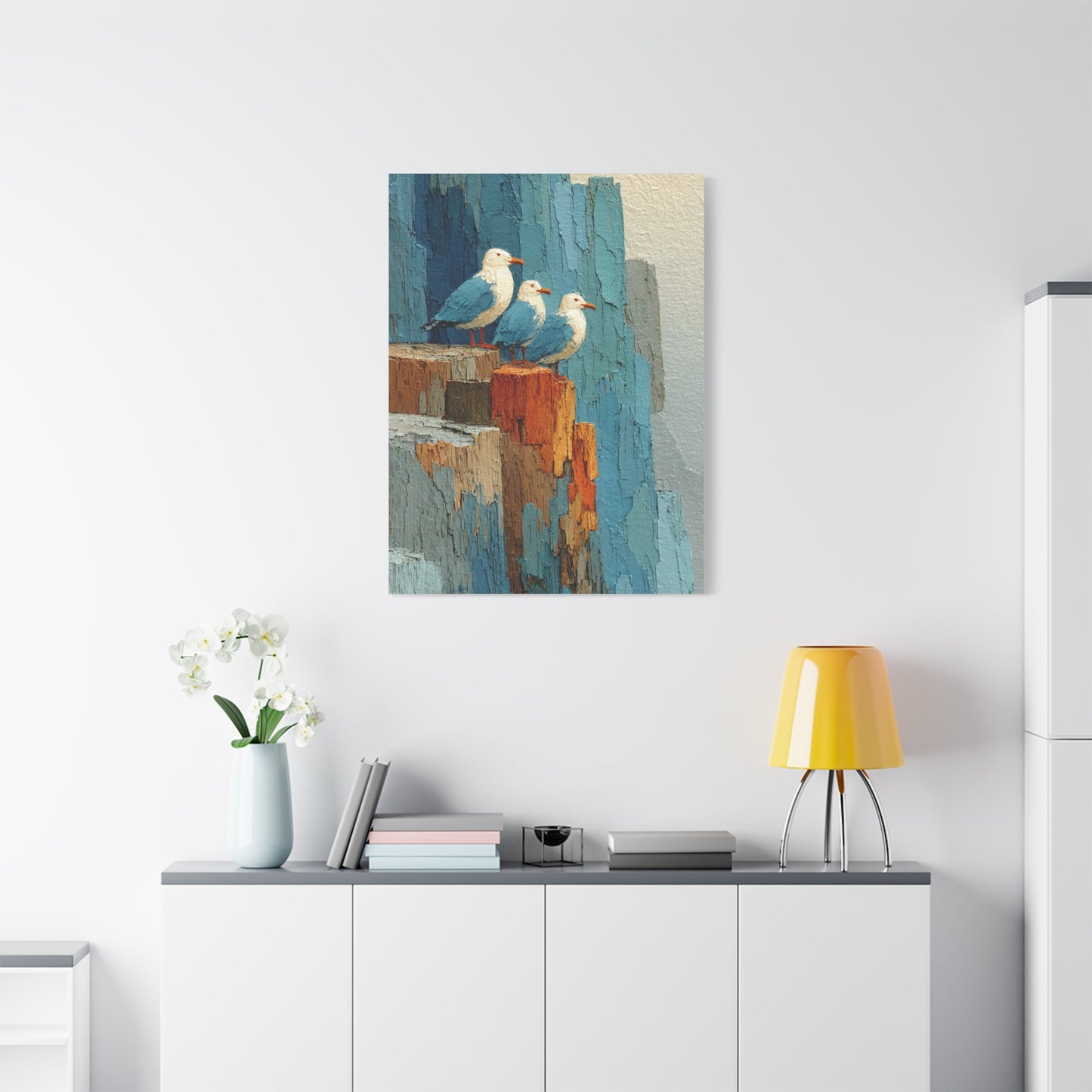 Seagull Trio Driftwood Relief Wall Art & Canvas Print