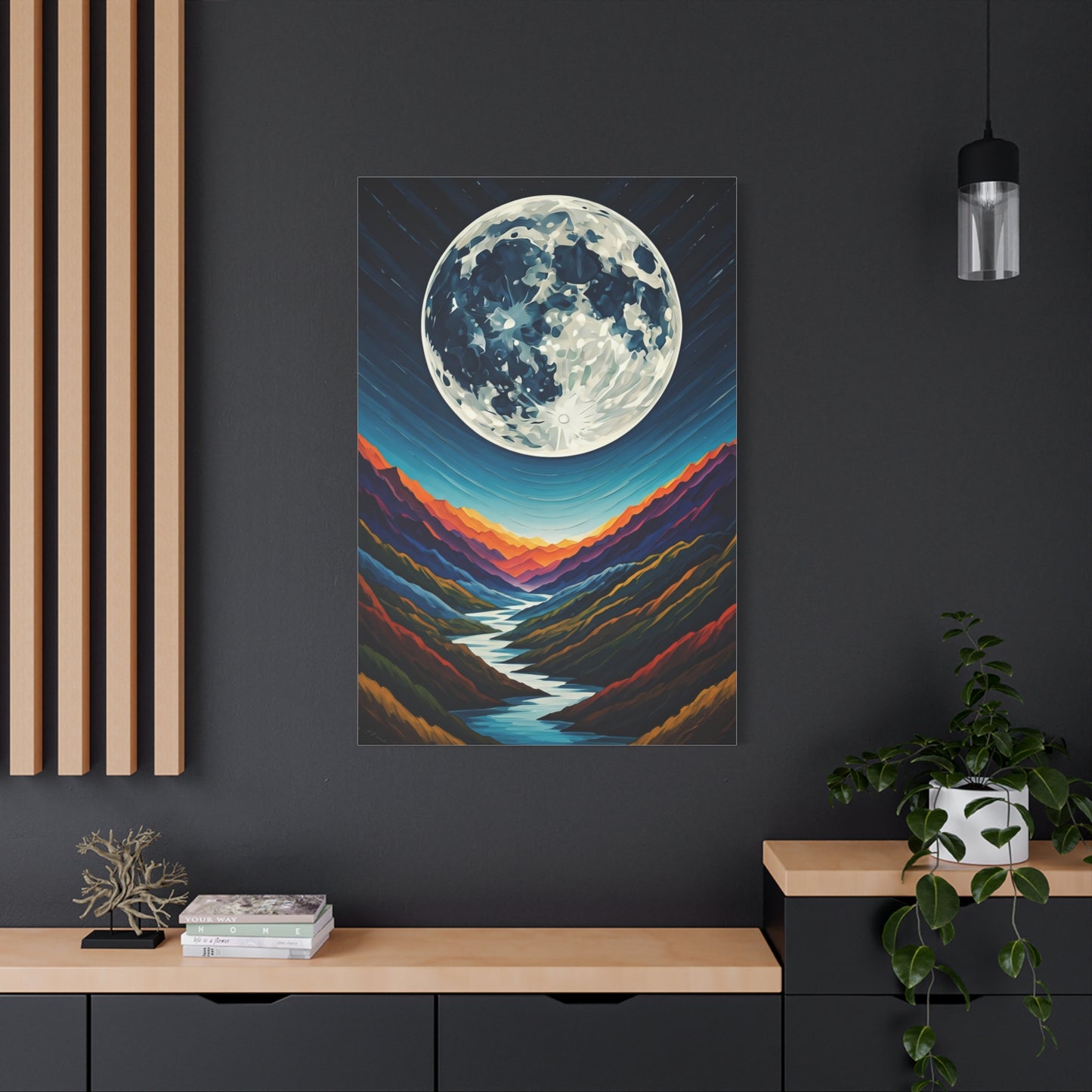 Midnight Moonlit Peaks Wall Art & Canvas Print