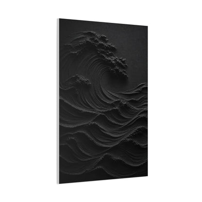 Dark Textured Wave Monochrome Statement Wall Art & Canvas Print