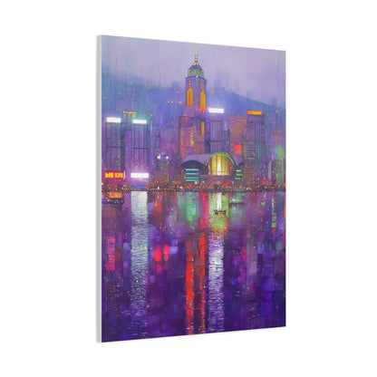 Hong Kong Skyline Neon Harbor Lights Wall Art & Canvas Print