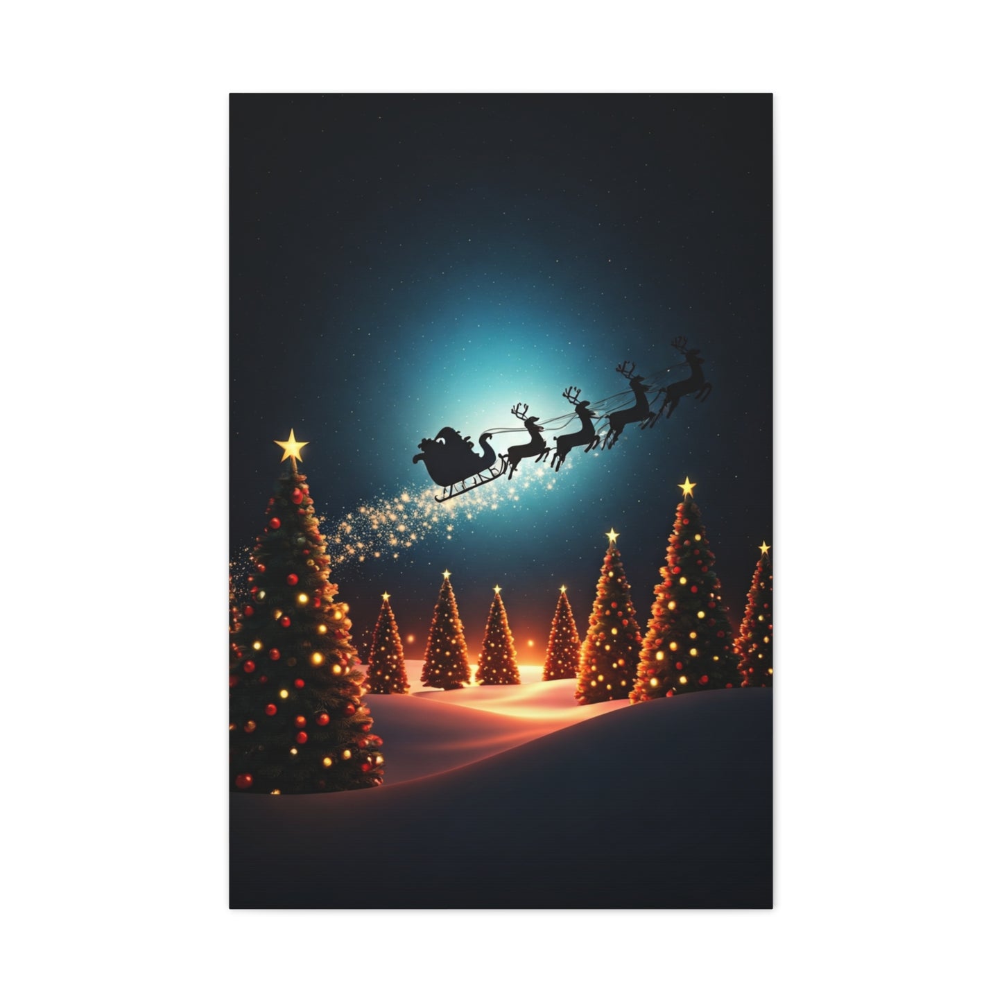 Santa Sleigh Midnight Flight Wall Art & Canvas Print