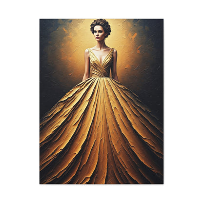 Golden Radiance Gown Portrait Wall Art & Canvas Print