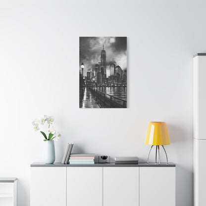 Stormy Manhattan Waterfront Noir Wall Art & Canvas Print