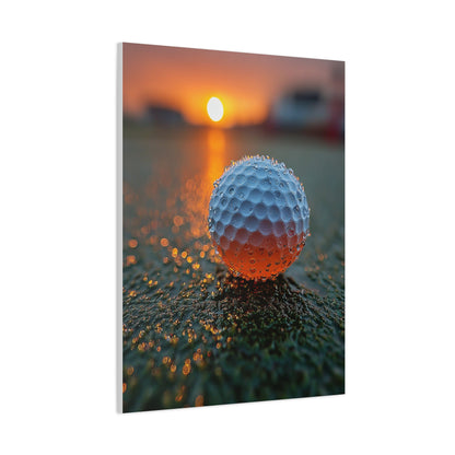 Dew-Covered Golf Ball Sunrise Macro Wall Art & Canvas Print