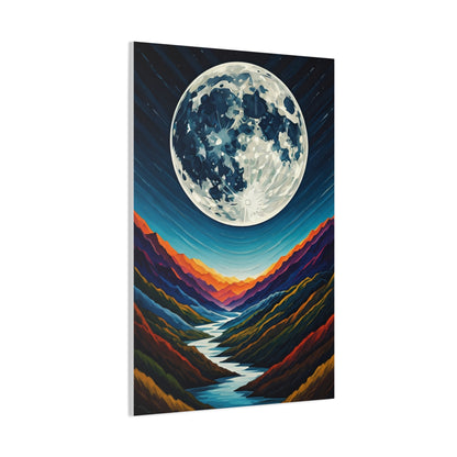 Midnight Moonlit Peaks Wall Art & Canvas Print