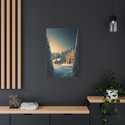 Snowy Christmas Village Under Winter Stars Wall Art & Canvas Print