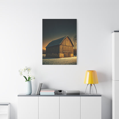 Winter Twilight Barn Landscape Wall Art & Canvas Prints