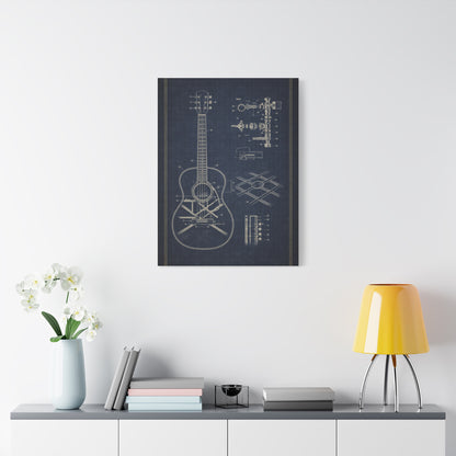 Acoustic Guitar Blueprint Study Wall Art & Canvas Print